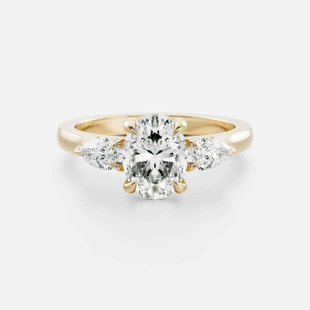 Oval Three Stone Lab Grown Diamond Engagement Ring