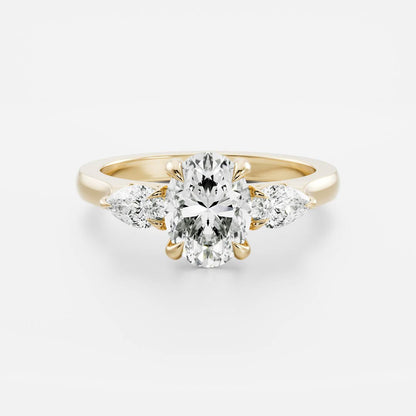 Oval Three Stone Lab Grown Diamond Engagement Ring