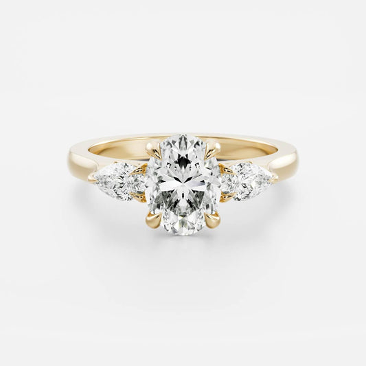 Oval Three Stone Lab Grown Diamond Engagement Ring