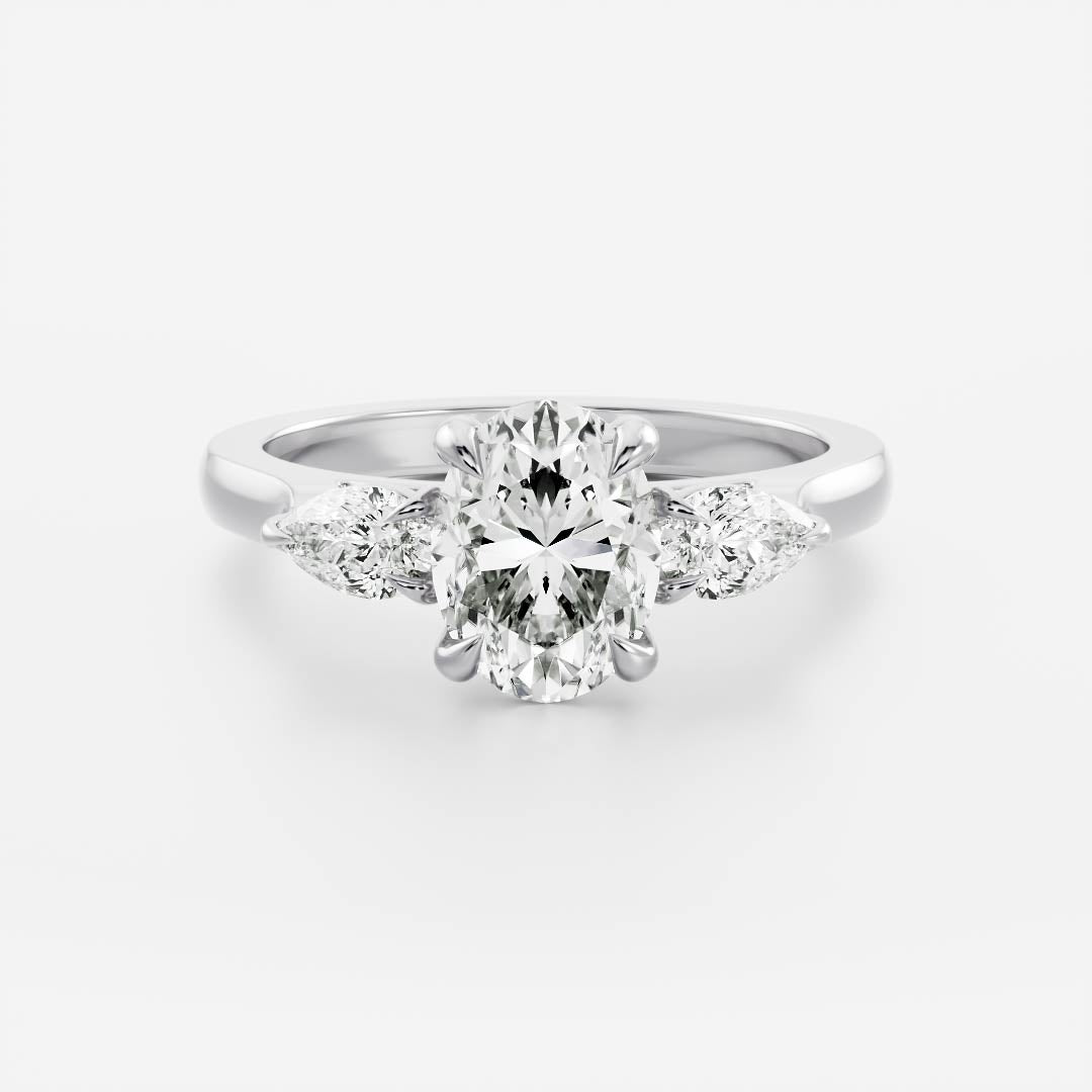 Oval Three Stone Lab Grown Diamond Engagement Ring