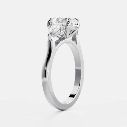 Oval Three Stone Lab Grown Diamond Engagement Ring
