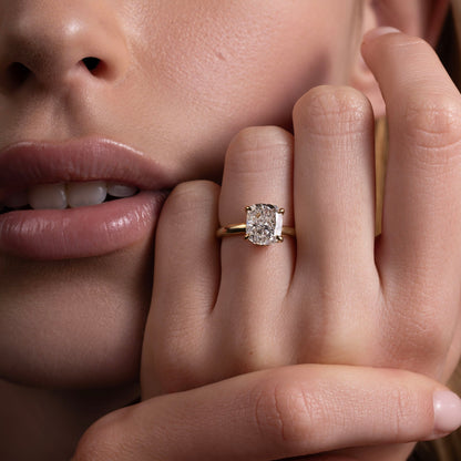 Oval Three Stone Lab Grown Diamond Engagement Ring