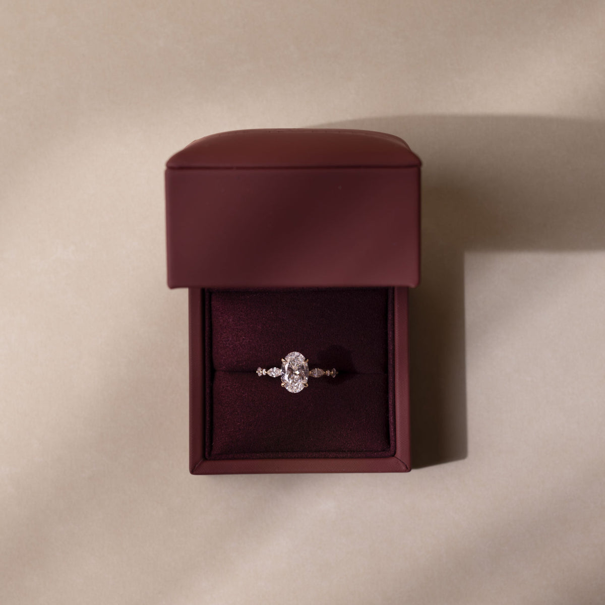 Oval Three Stone Lab Grown Diamond Engagement Ring