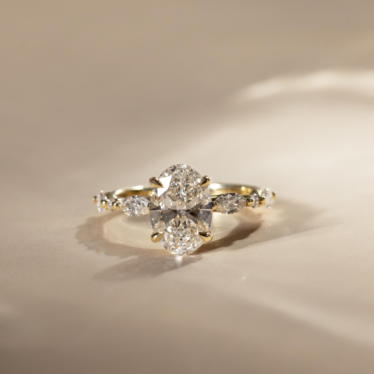 Oval Three Stone Lab Grown Diamond Engagement Ring