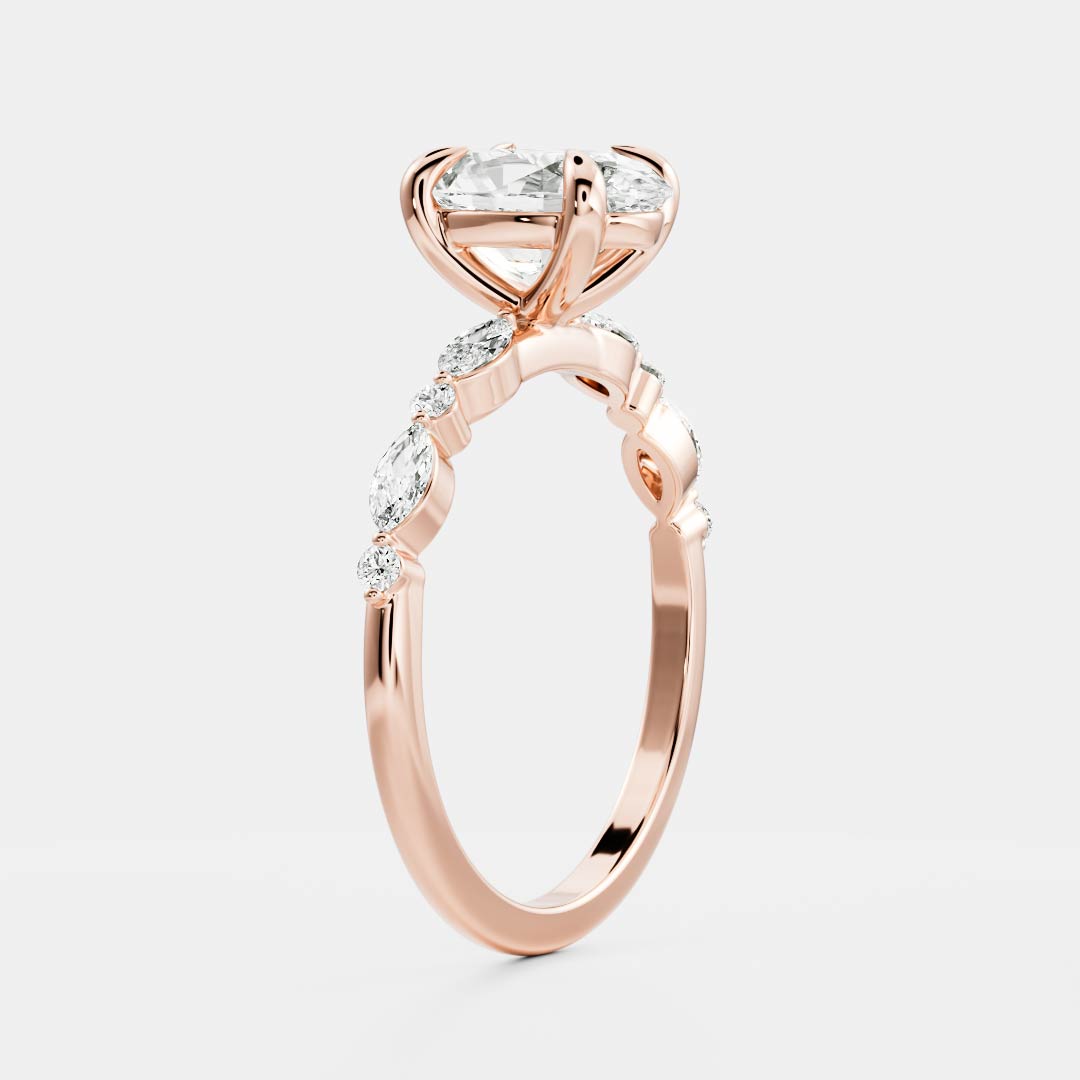 Oval Three Stone Lab Grown Diamond Engagement Ring