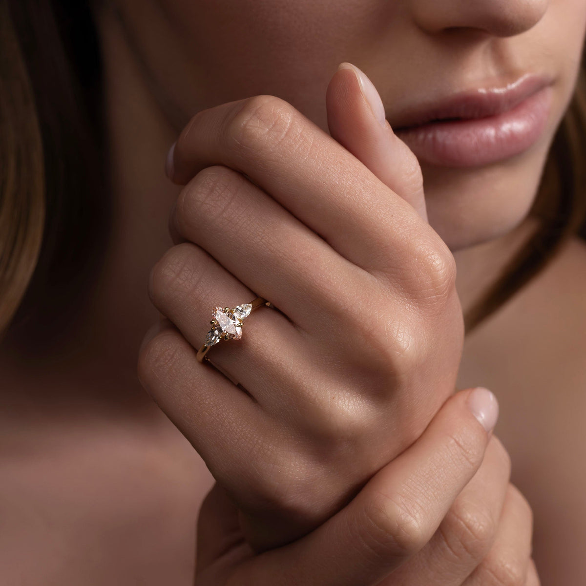 Oval Three Stone Lab Grown Diamond Engagement Ring