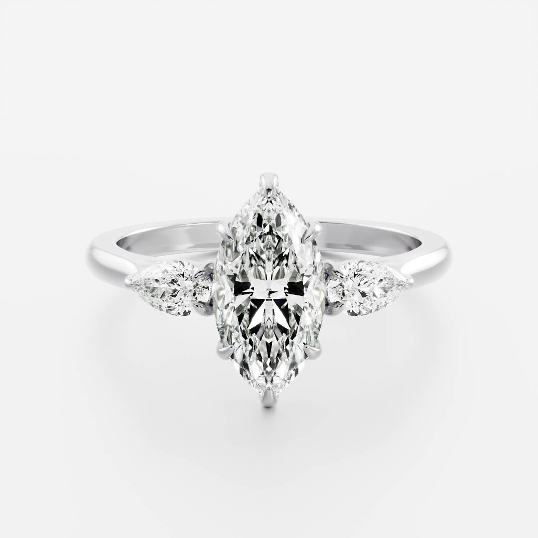 Oval Three Stone Lab Grown Diamond Engagement Ring