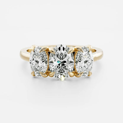 Oval Three Stone Lab Grown Diamond Engagement Ring