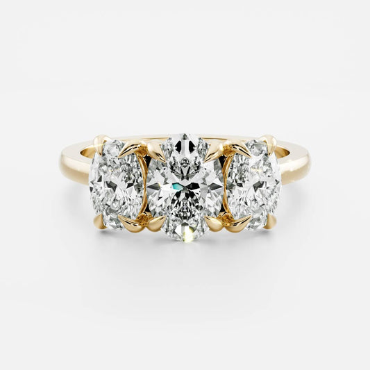 Oval Three Stone Lab Grown Diamond Engagement Ring