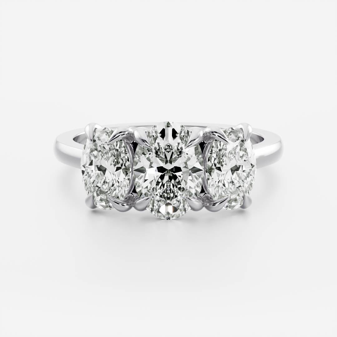 Oval Three Stone Lab Grown Diamond Engagement Ring