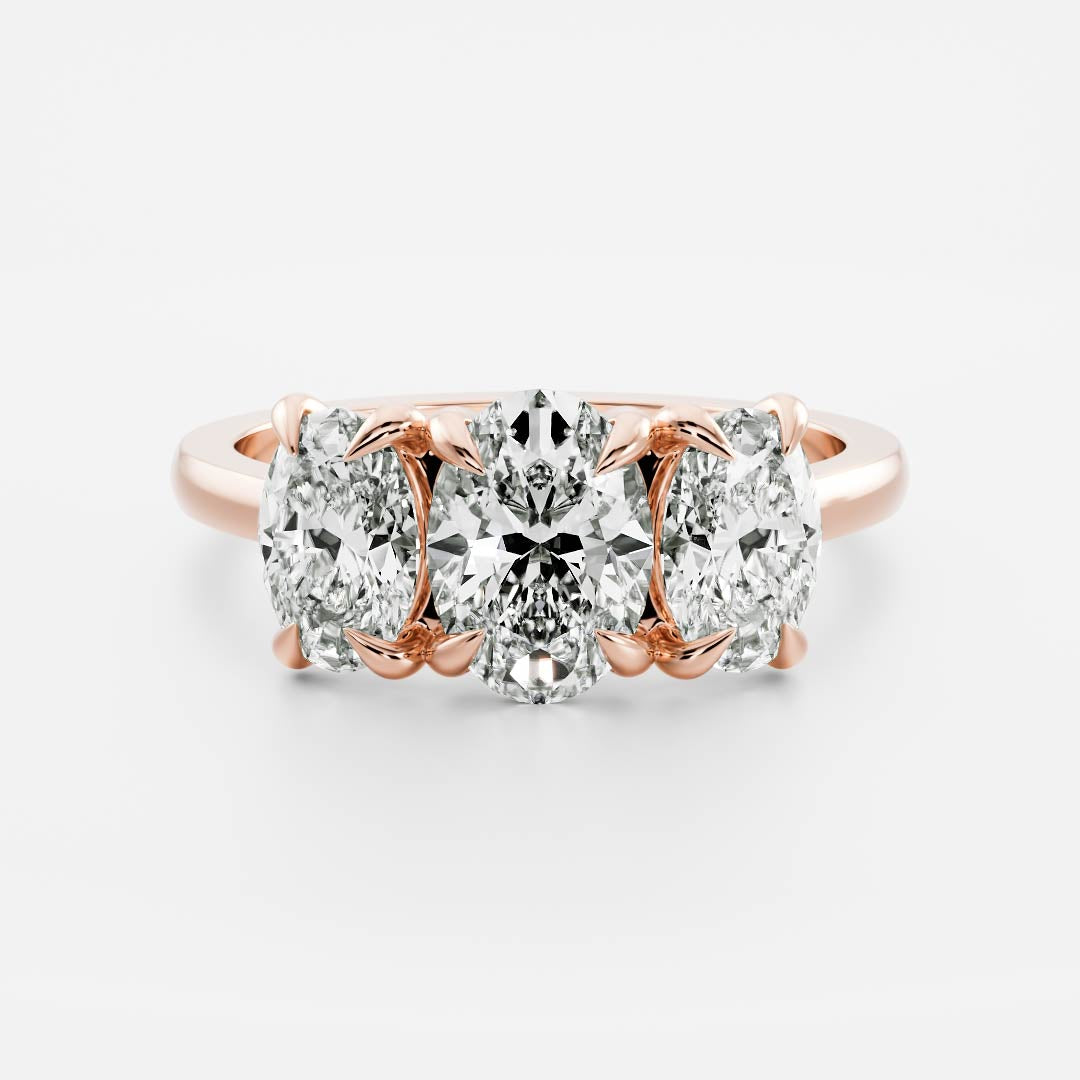 Oval Three Stone Lab Grown Diamond Engagement Ring