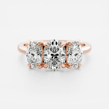 Oval Three Stone Lab Grown Diamond Engagement Ring