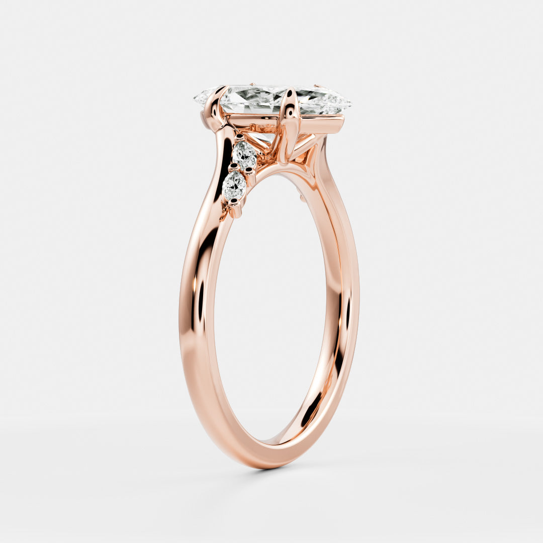 Oval Three Stone Lab Grown Diamond Engagement Ring