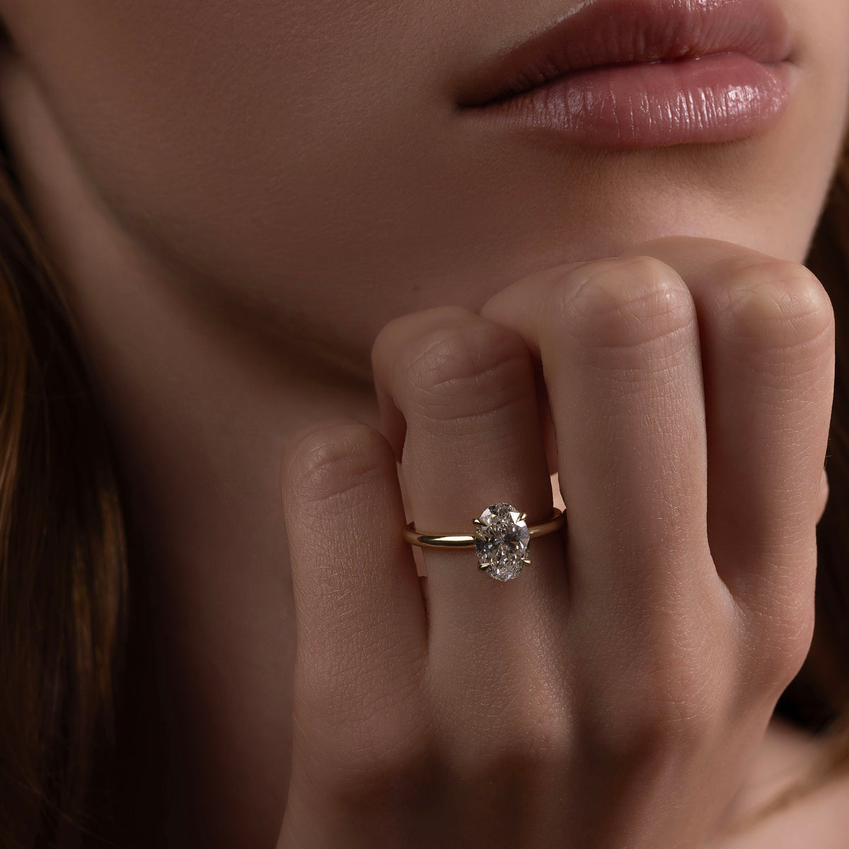 Oval Three Stone Lab Grown Diamond Engagement Ring