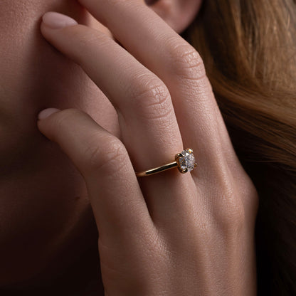 Oval Three Stone Lab Grown Diamond Engagement Ring