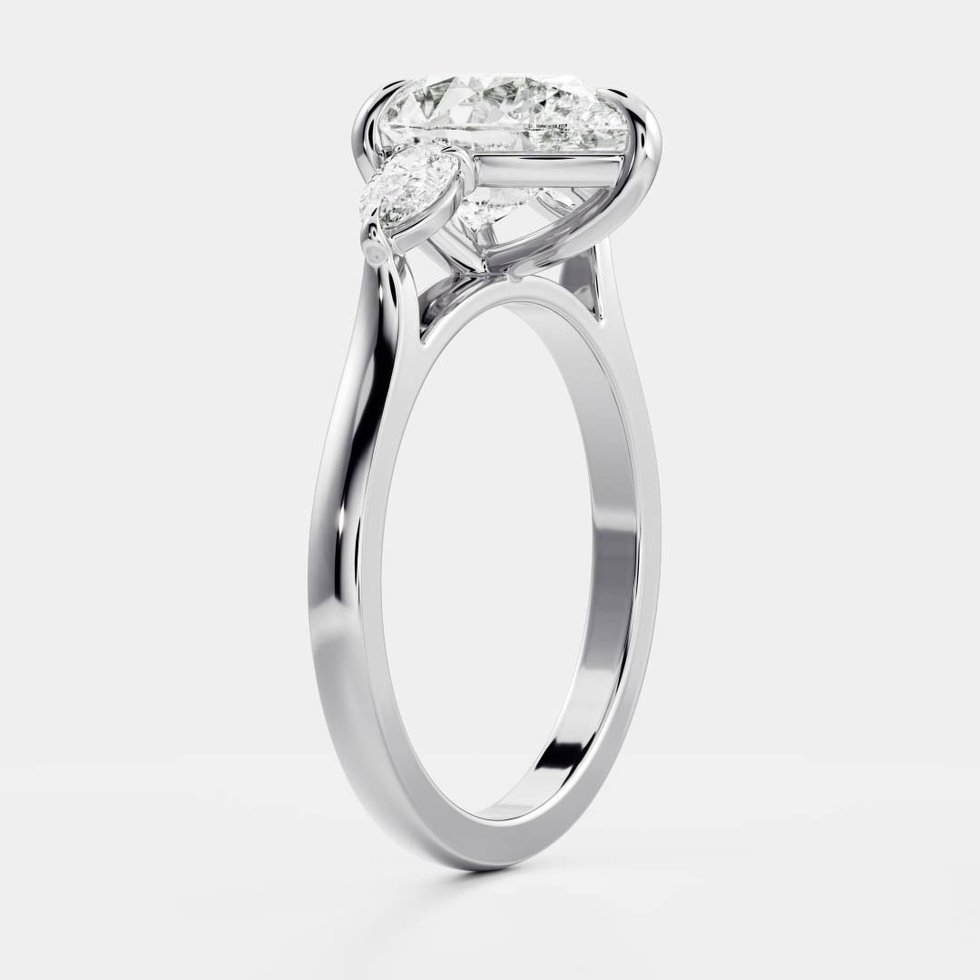 Oval Three Stone Lab Grown Diamond Engagement Ring