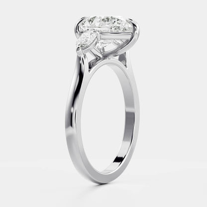 Oval Three Stone Lab Grown Diamond Engagement Ring