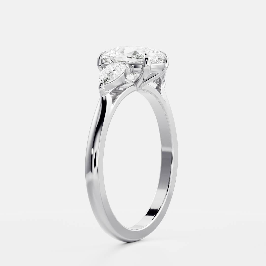 Oval Three Stone Lab Grown Diamond Engagement Ring