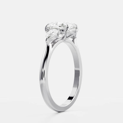 Oval Three Stone Lab Grown Diamond Engagement Ring