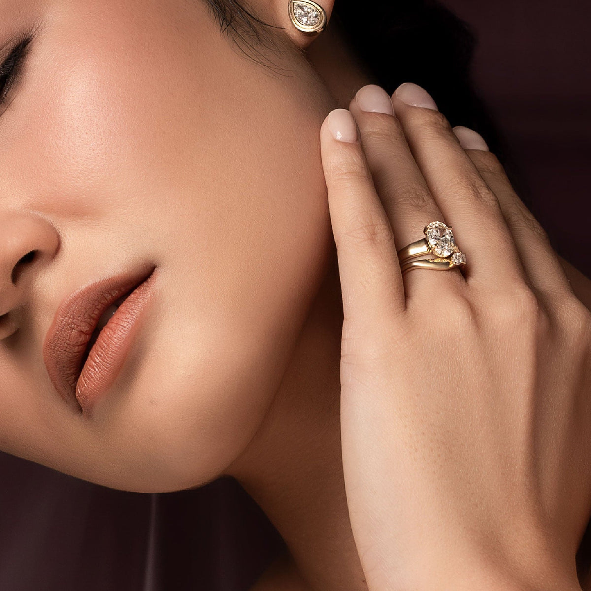 Oval Three Stone Lab Grown Diamond Engagement Ring