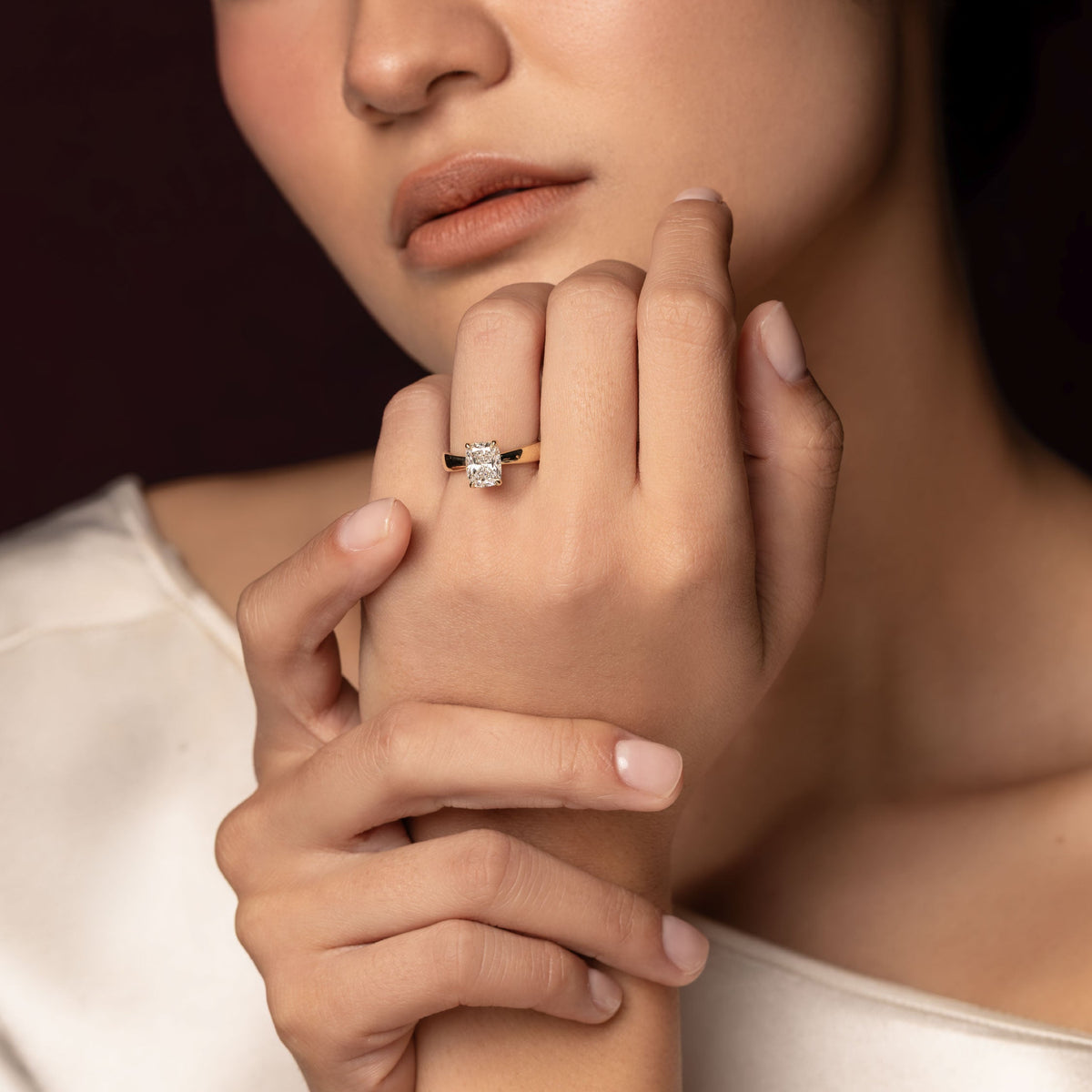 Oval Three Stone Lab Grown Diamond Engagement Ring