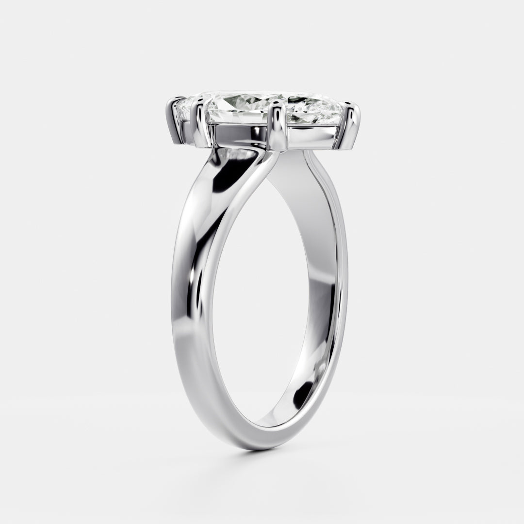 Oval Three Stone Lab Grown Diamond Engagement Ring