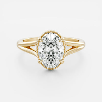 Oval Three Stone Lab Grown Diamond Engagement Ring