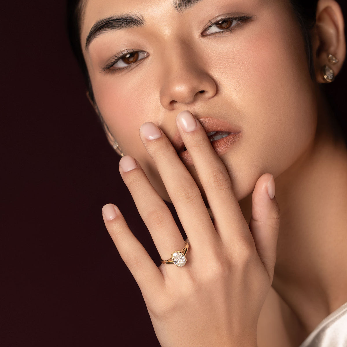 Oval Three Stone Lab Grown Diamond Engagement Ring