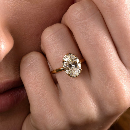 Oval Three Stone Lab Grown Diamond Engagement Ring