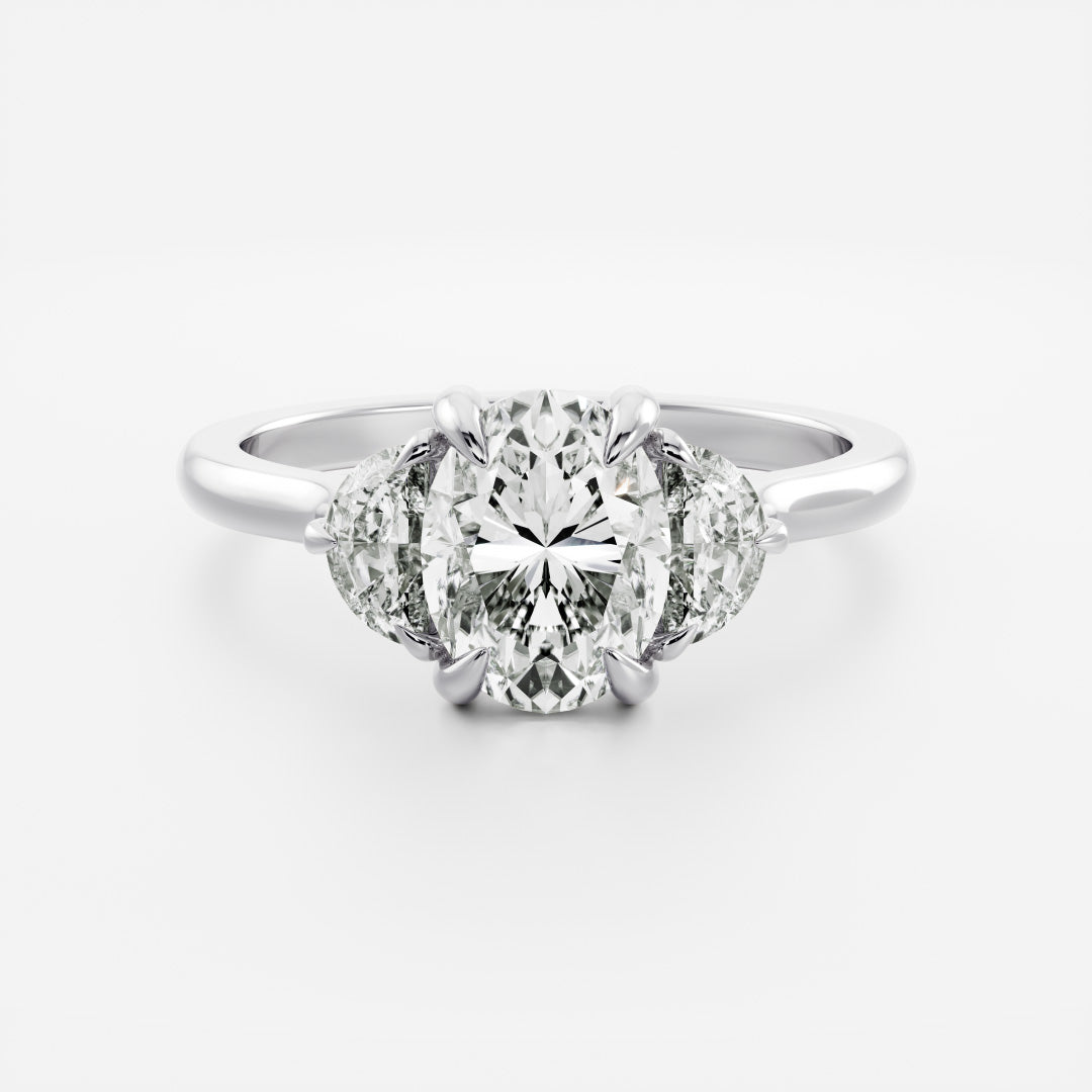Oval Three Stone Lab Grown Diamond Engagement Ring
