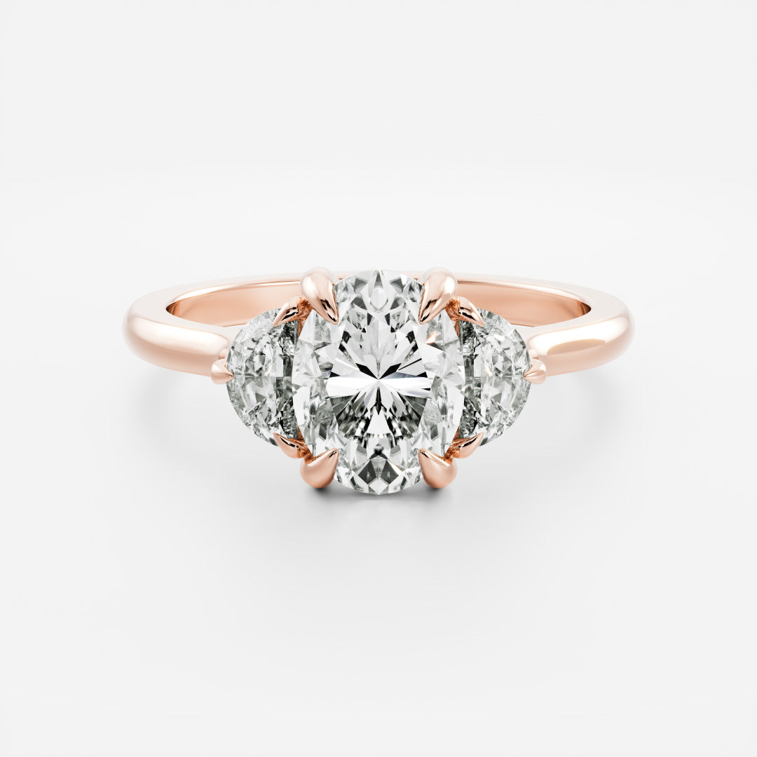 Oval Three Stone Lab Grown Diamond Engagement Ring