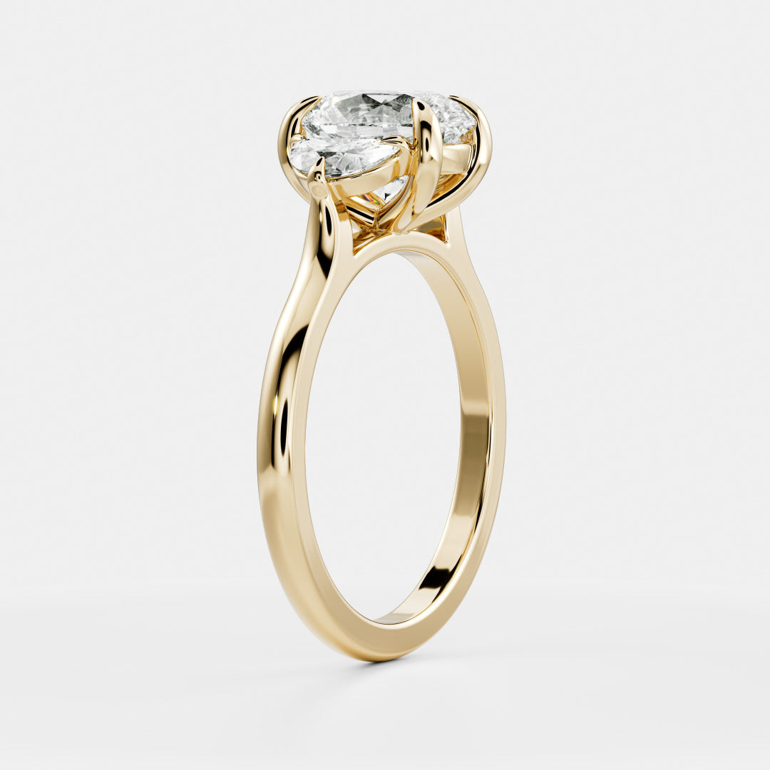Oval Three Stone Lab Grown Diamond Engagement Ring