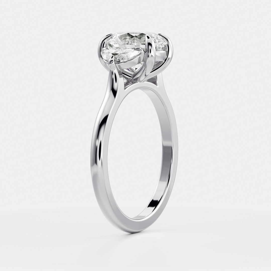 Oval Three Stone Lab Grown Diamond Engagement Ring