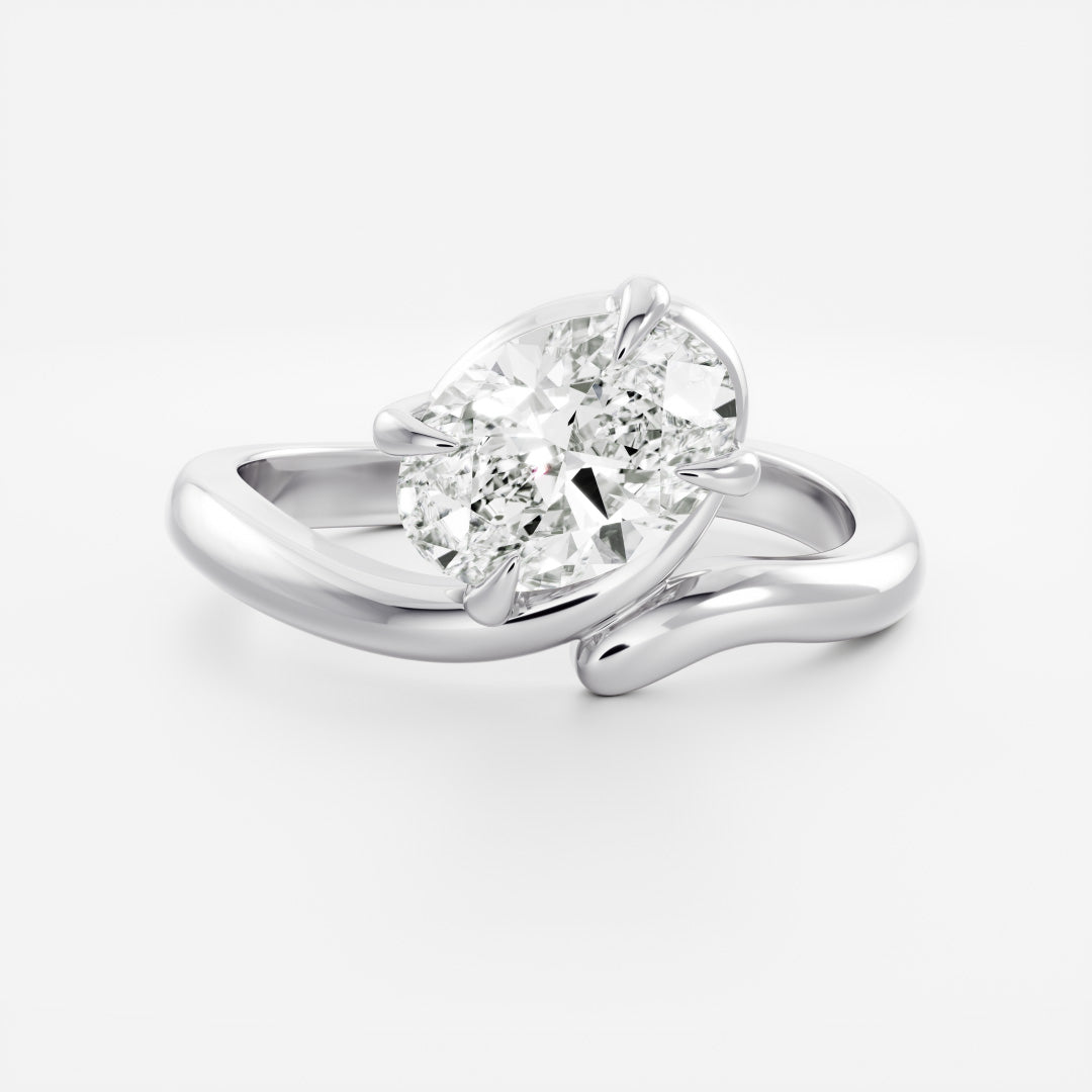 Oval Three Stone Lab Grown Diamond Engagement Ring