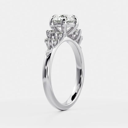 Oval Three Stone Lab Grown Diamond Engagement Ring