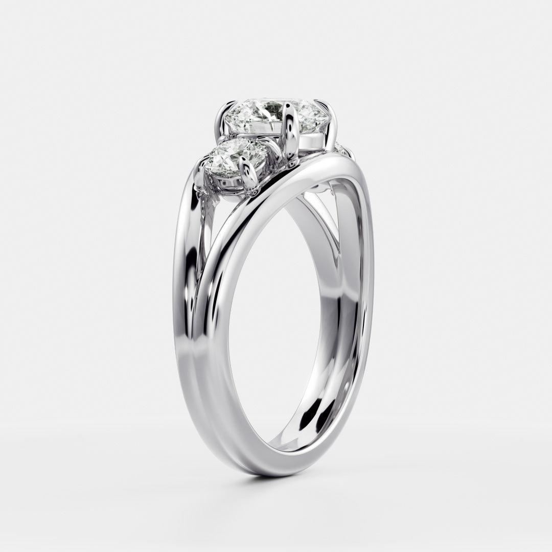 Oval Three Stone Lab Grown Diamond Engagement Ring