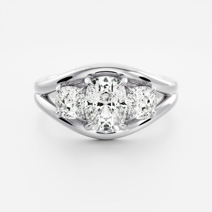 Oval Three Stone Lab Grown Diamond Engagement Ring