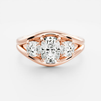 Oval Three Stone Lab Grown Diamond Engagement Ring