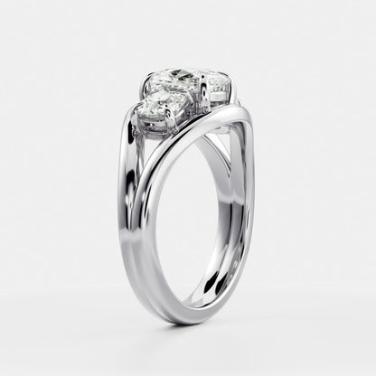 Oval Three Stone Lab Grown Diamond Engagement Ring