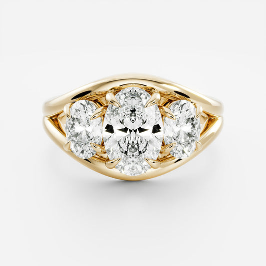 Oval Three Stone Lab Grown Diamond Engagement Ring