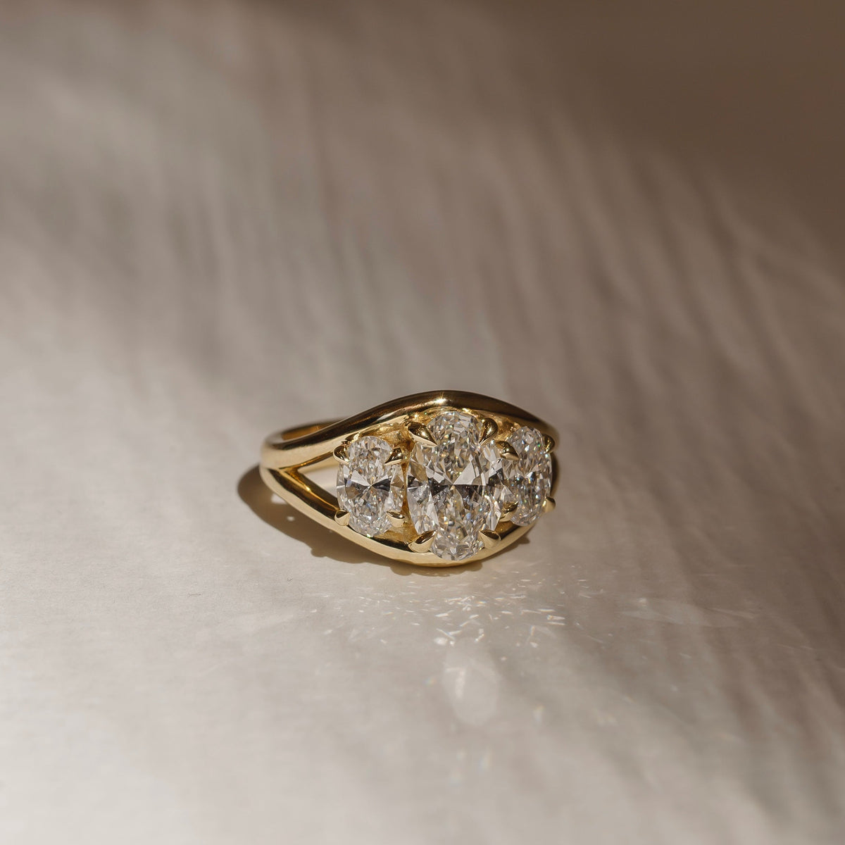 Oval Three Stone Lab Grown Diamond Engagement Ring