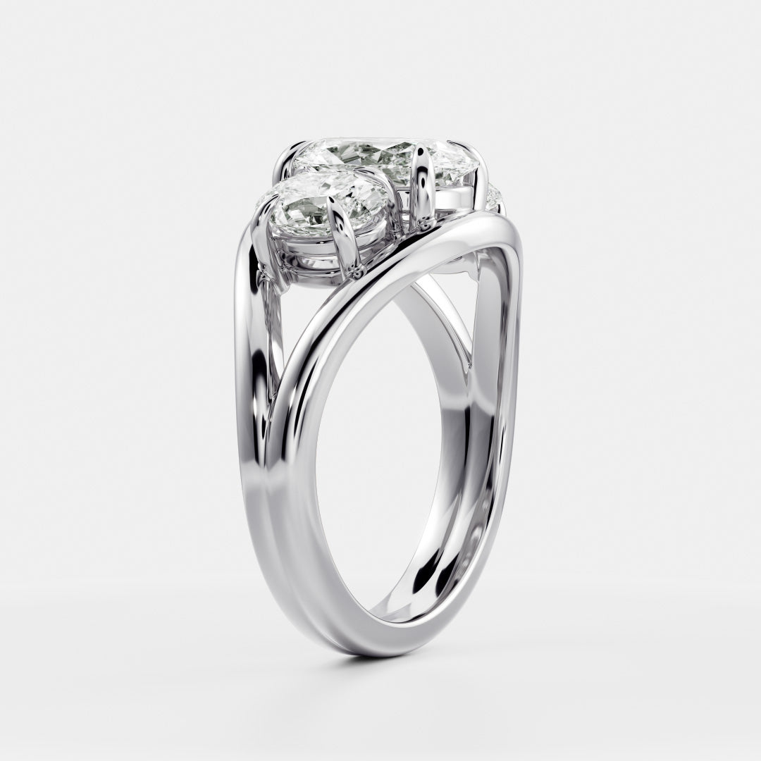 Oval Three Stone Lab Grown Diamond Engagement Ring