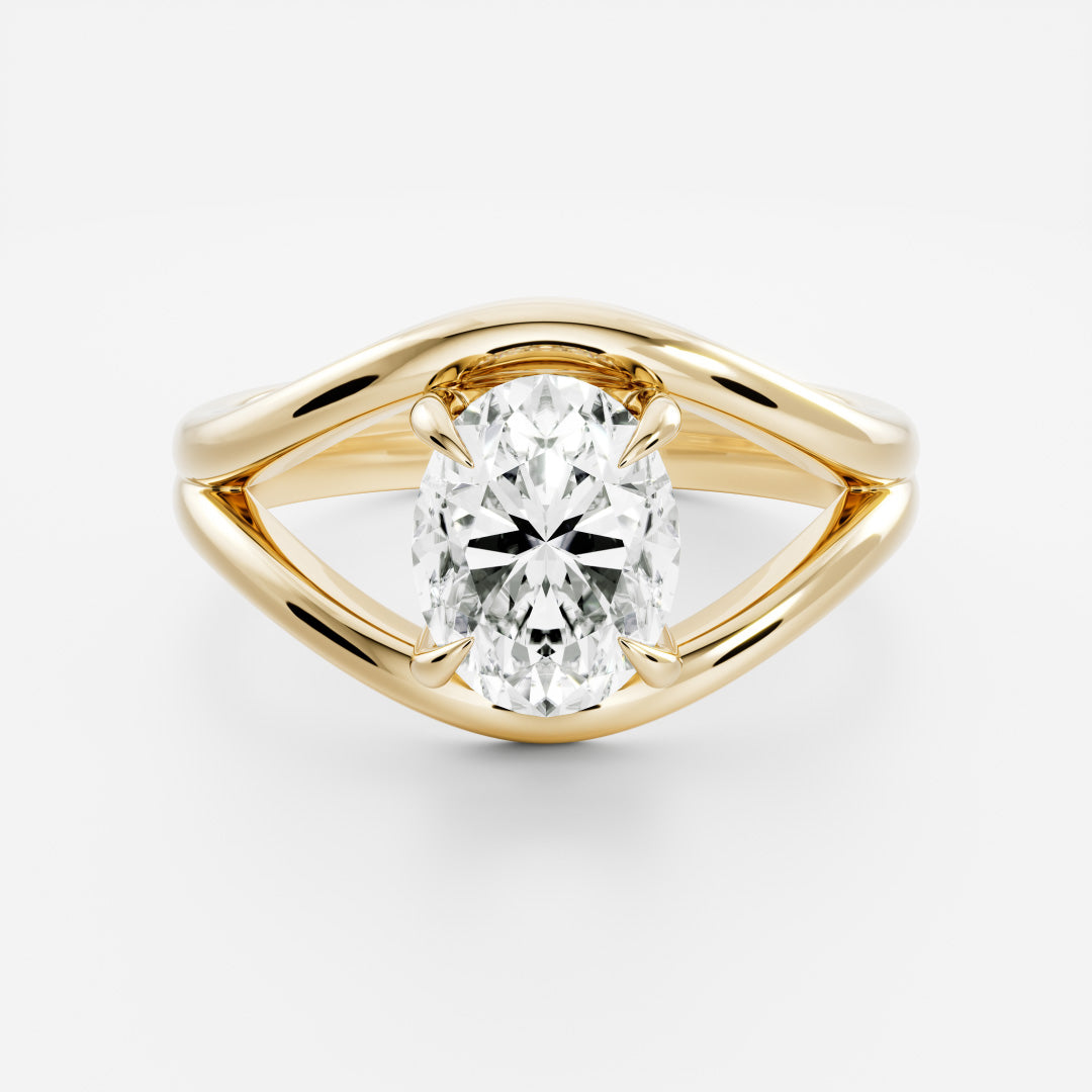 Oval Three Stone Lab Grown Diamond Engagement Ring