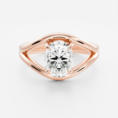 Oval Three Stone Lab Grown Diamond Engagement Ring