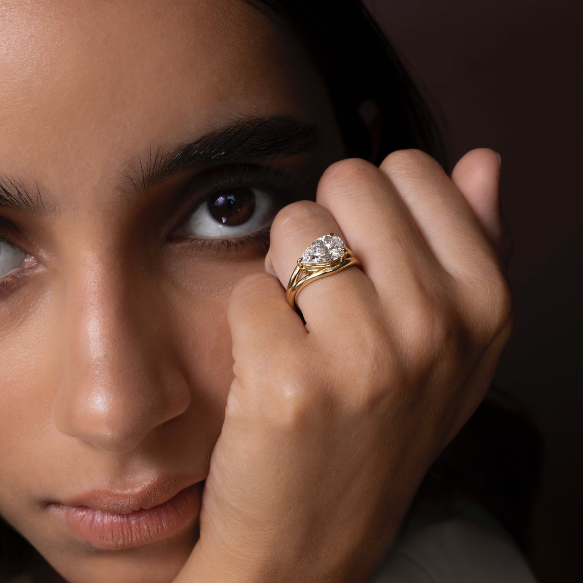 Oval Three Stone Lab Grown Diamond Engagement Ring