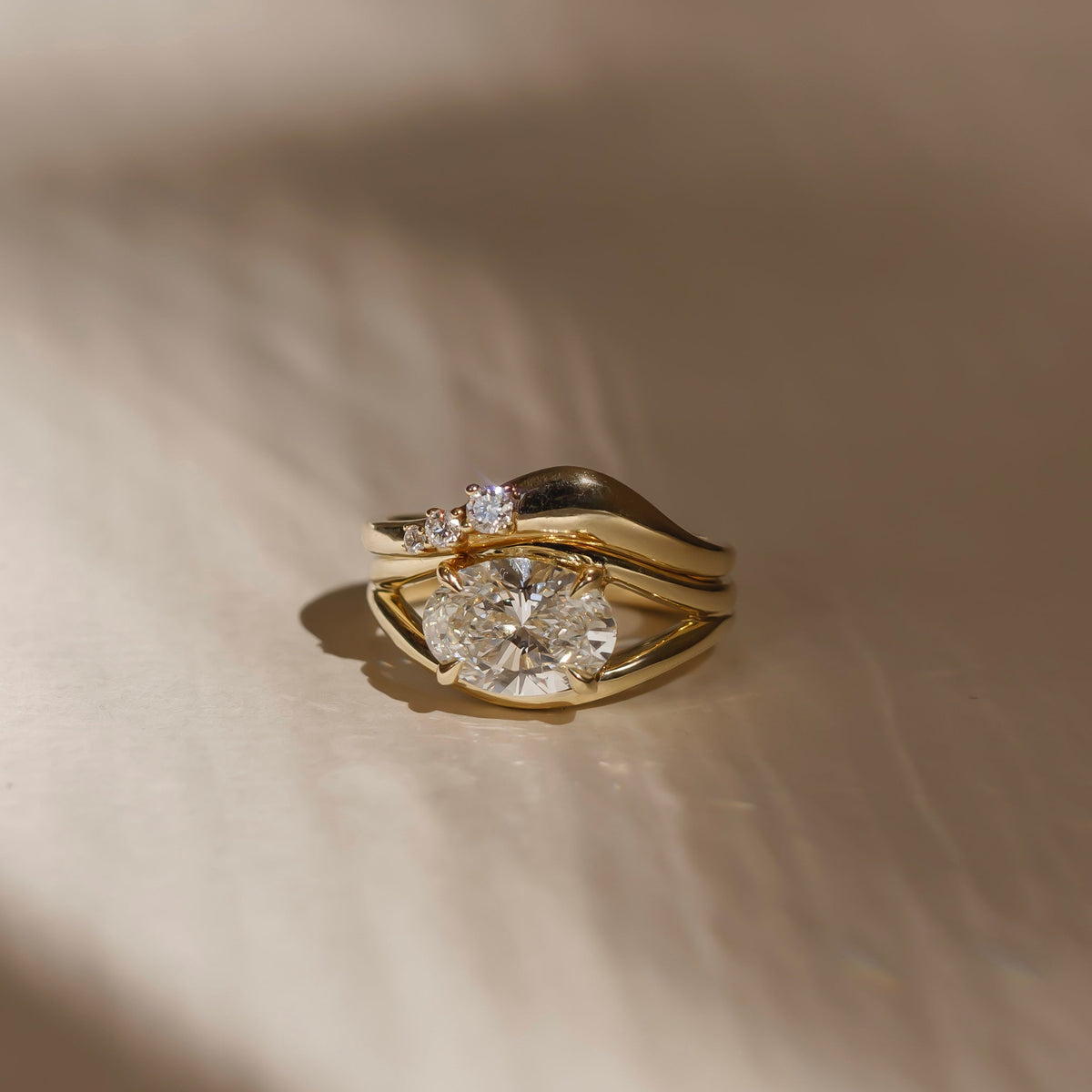 Oval Three Stone Lab Grown Diamond Engagement Ring