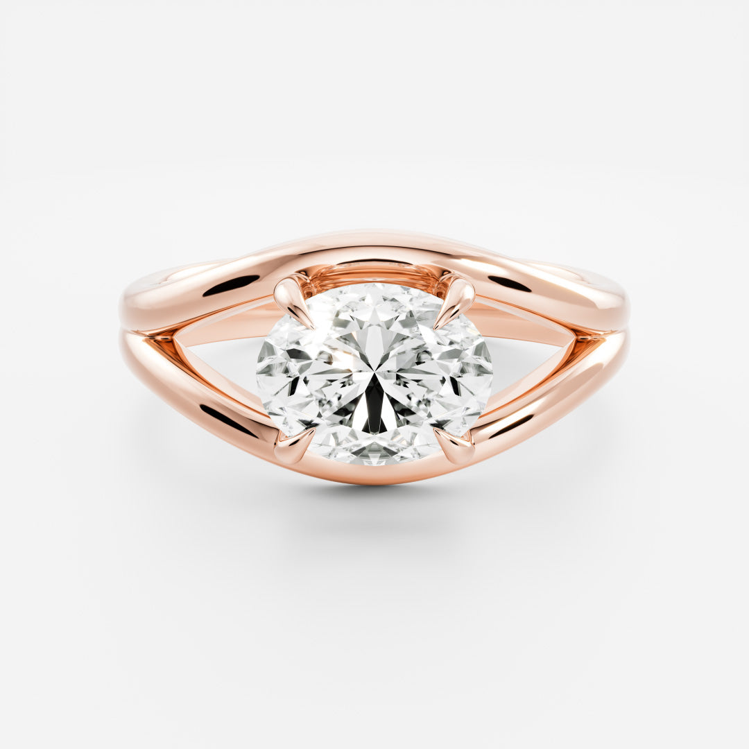 Oval Three Stone Lab Grown Diamond Engagement Ring