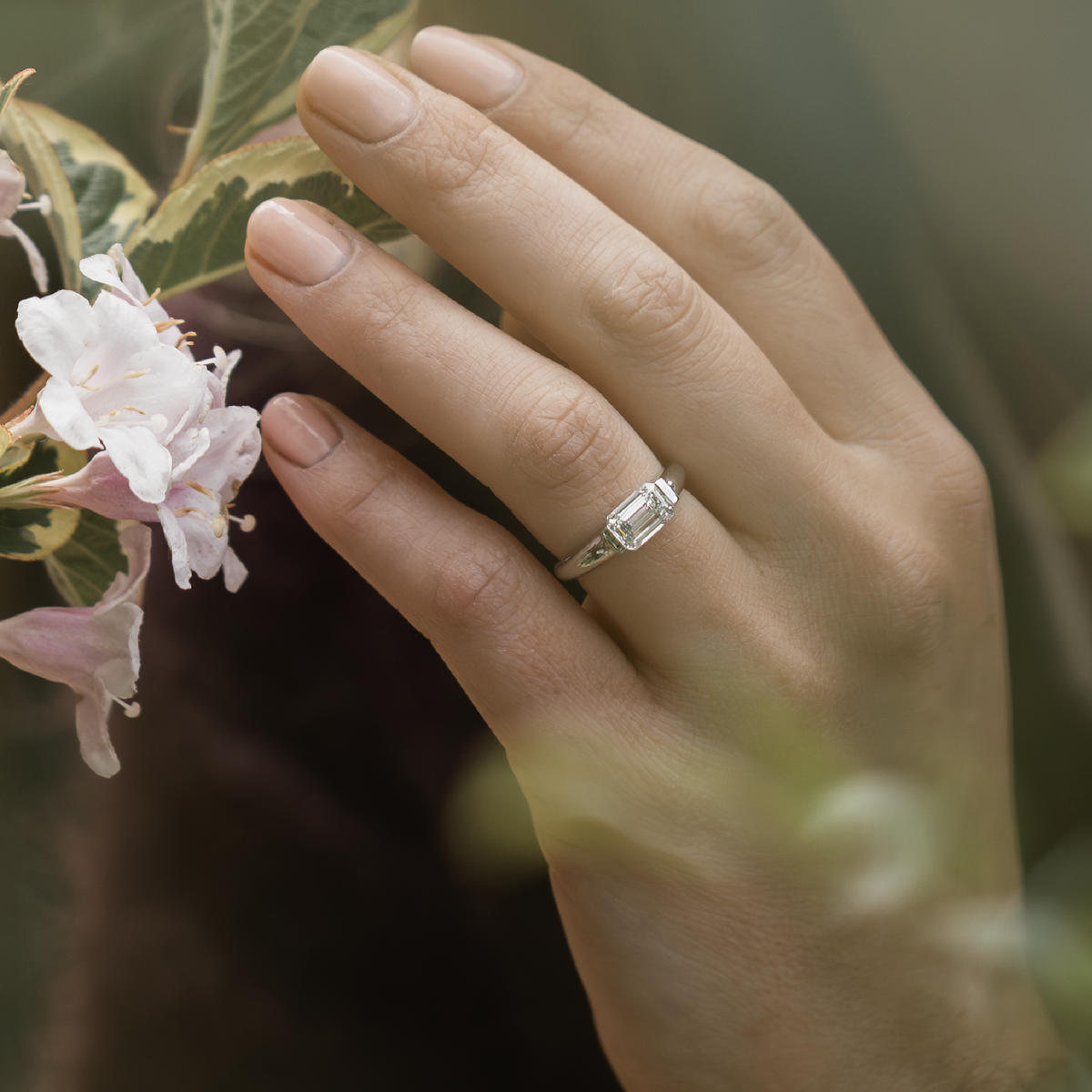 Oval Three Stone Lab Grown Diamond Engagement Ring
