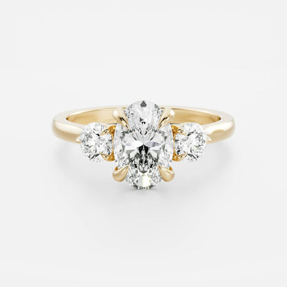Oval Three Stone Lab Grown Diamond Engagement Ring