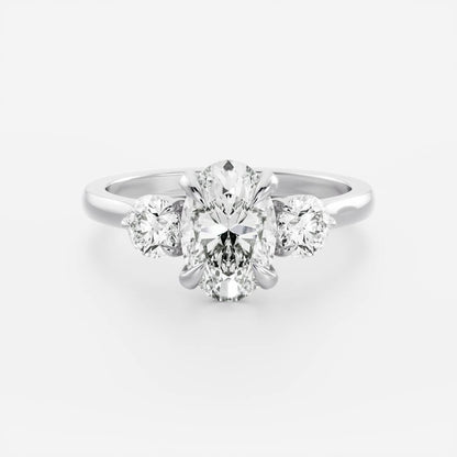 Oval Three Stone Lab Grown Diamond Engagement Ring